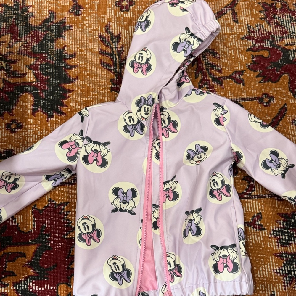 Disney Pastel Pink Character Rain Jacket NWOT 4T